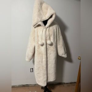 NWT mid length fur hooded coat large
